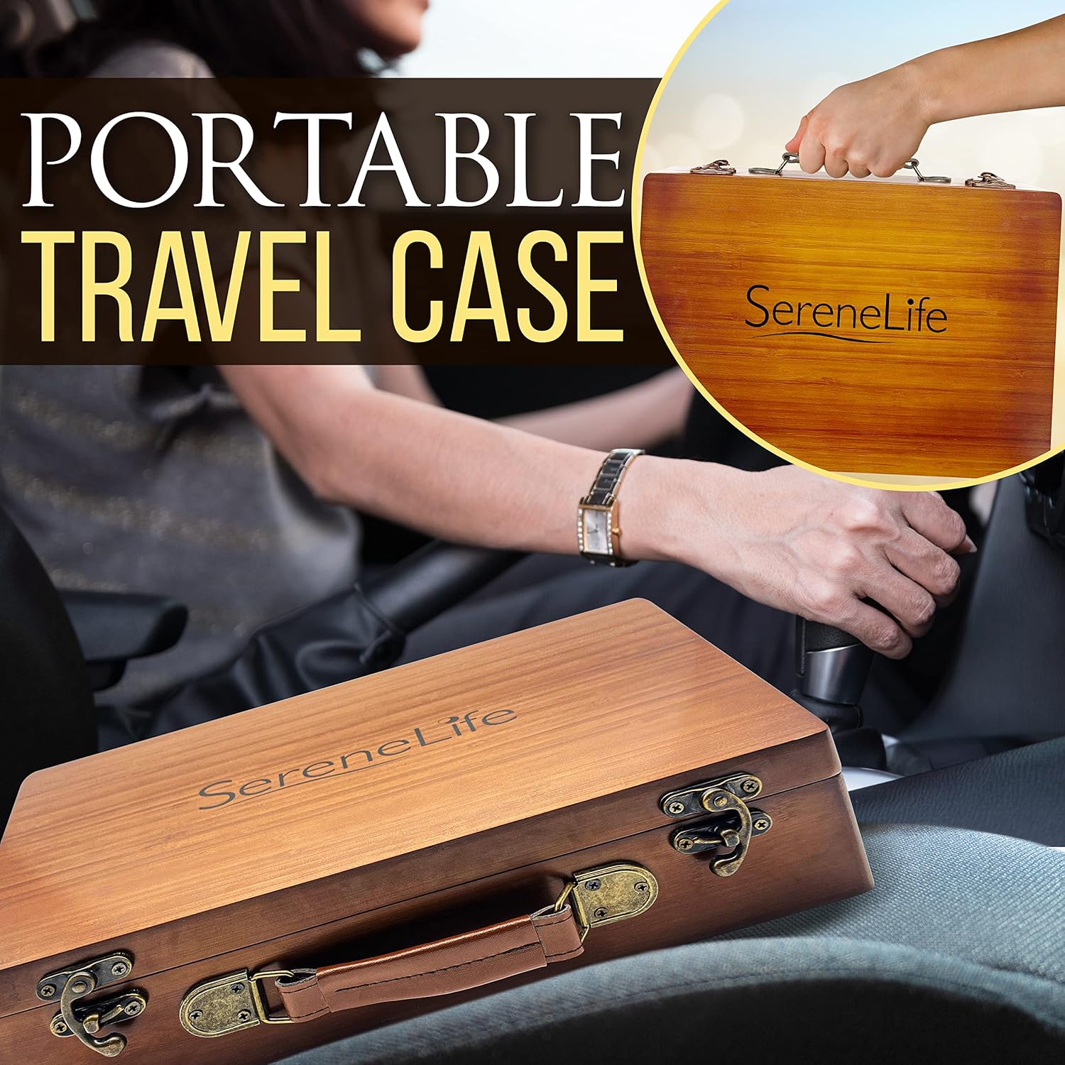 SereneLife Hot Stones Massage Kit with Warmer, Warm Round Basalt Stone Massaging Set with Portable Heater, 12 Large/Small Rocks, Digital Controller, For Professional and Home Spa Therapy