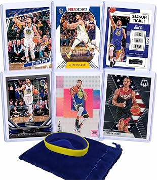Stephen Curry Card Bundle - 6 Assorted Golden State Warriors Basketball Trading Cards - 2X MVP # 30