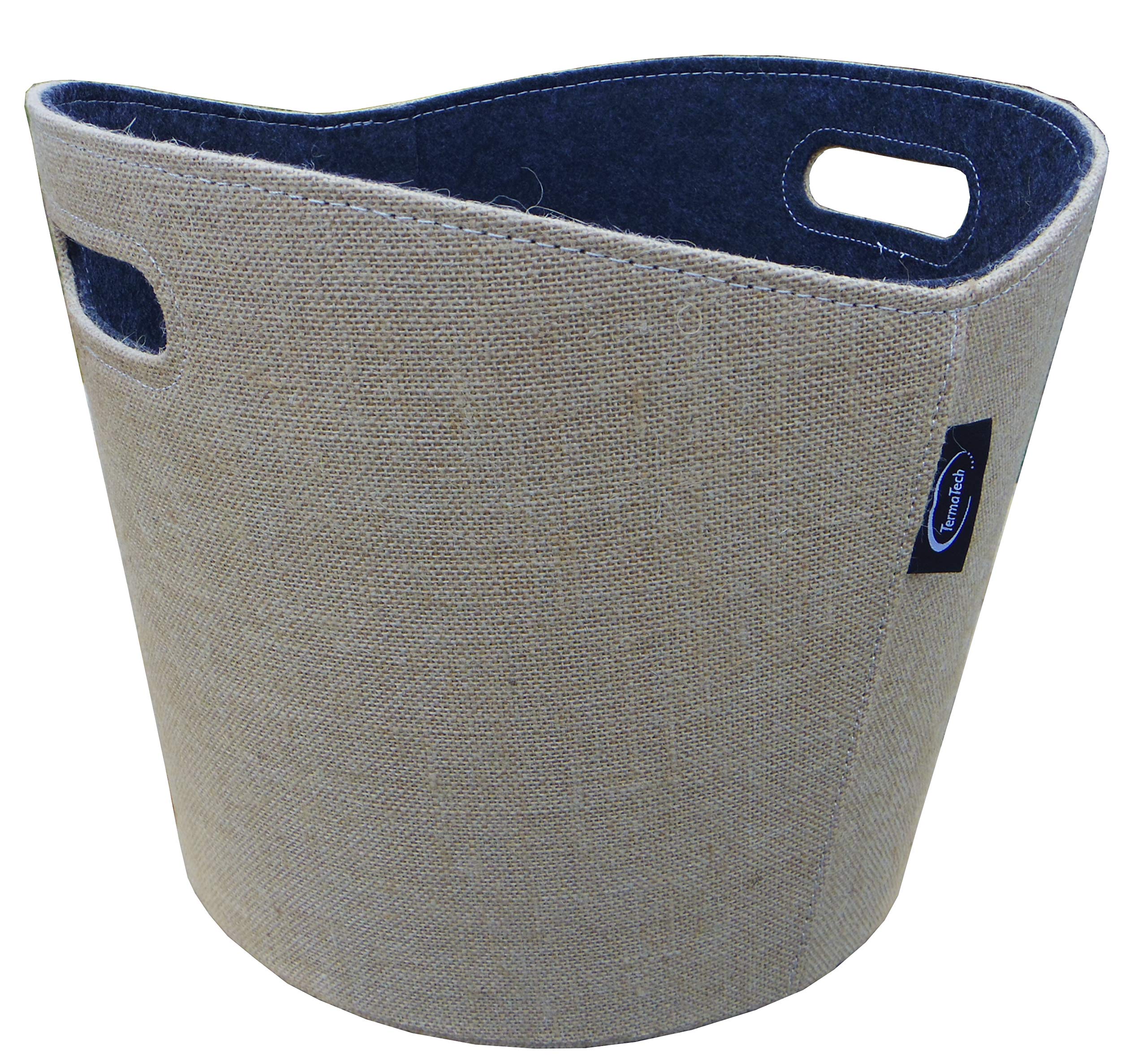 Holzkorb aus Jute beige und Filz grau rund von TermaTech
