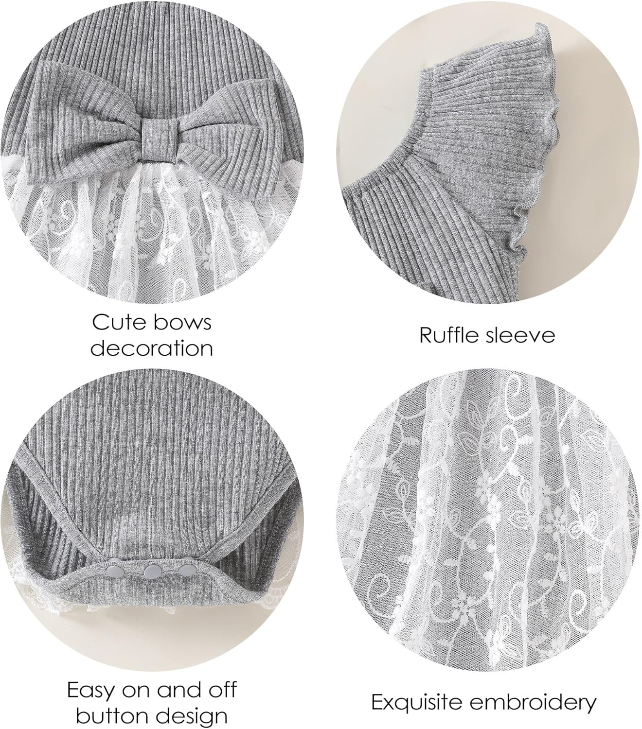 Baby Girl Romper Dress Ribbed Newborn Lace Boho Tutu Dresses Headband Baptism Photography Wedding Summer Outfit 0-24M - Image 4