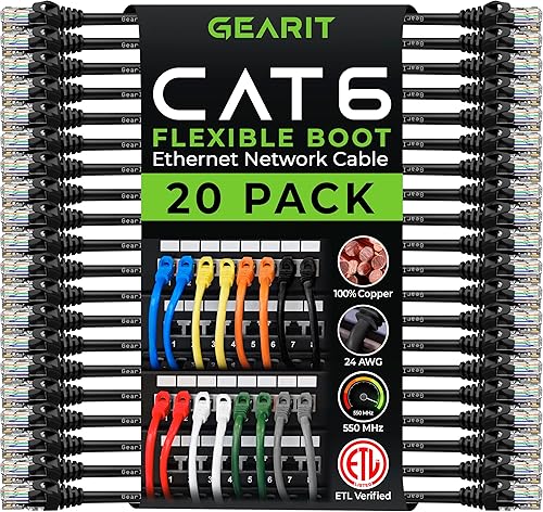 GearIT Cable Cat6 de 1.5 pies y 18 pulgadas, cable Ethernet Cat6, cable Ethernet Cat 6, cable de conexión Cat6, cable de conexión Cat 6, cable de