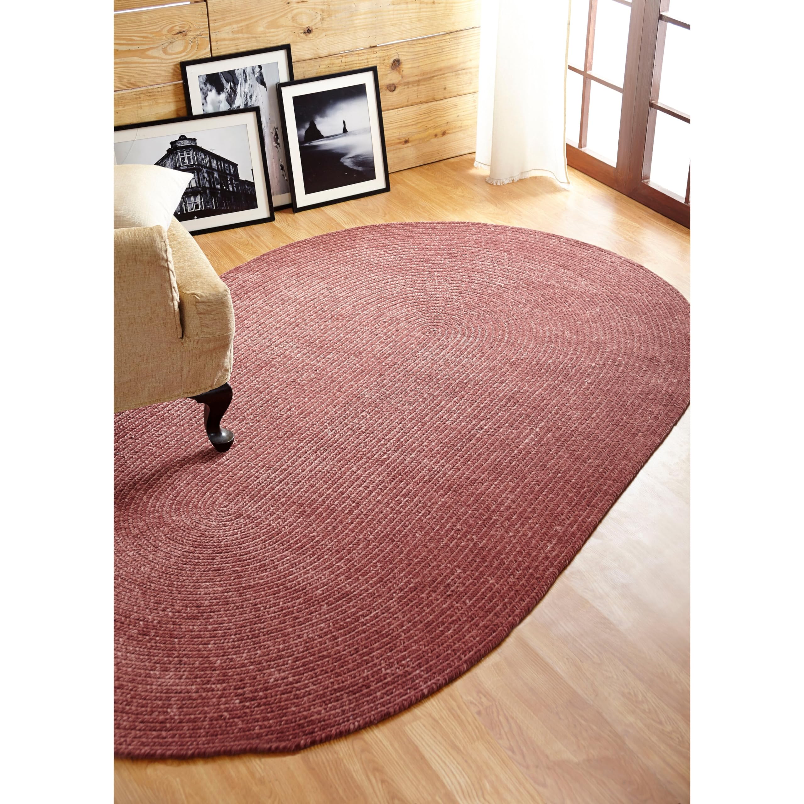 Better Trends Chenille Solid Braid Collection is Durable and Stain Resistant Reversible Indoor Area Utility Rug 100% Polyester in Vibrant Colors, 30" x 50" Oval, Mauve
