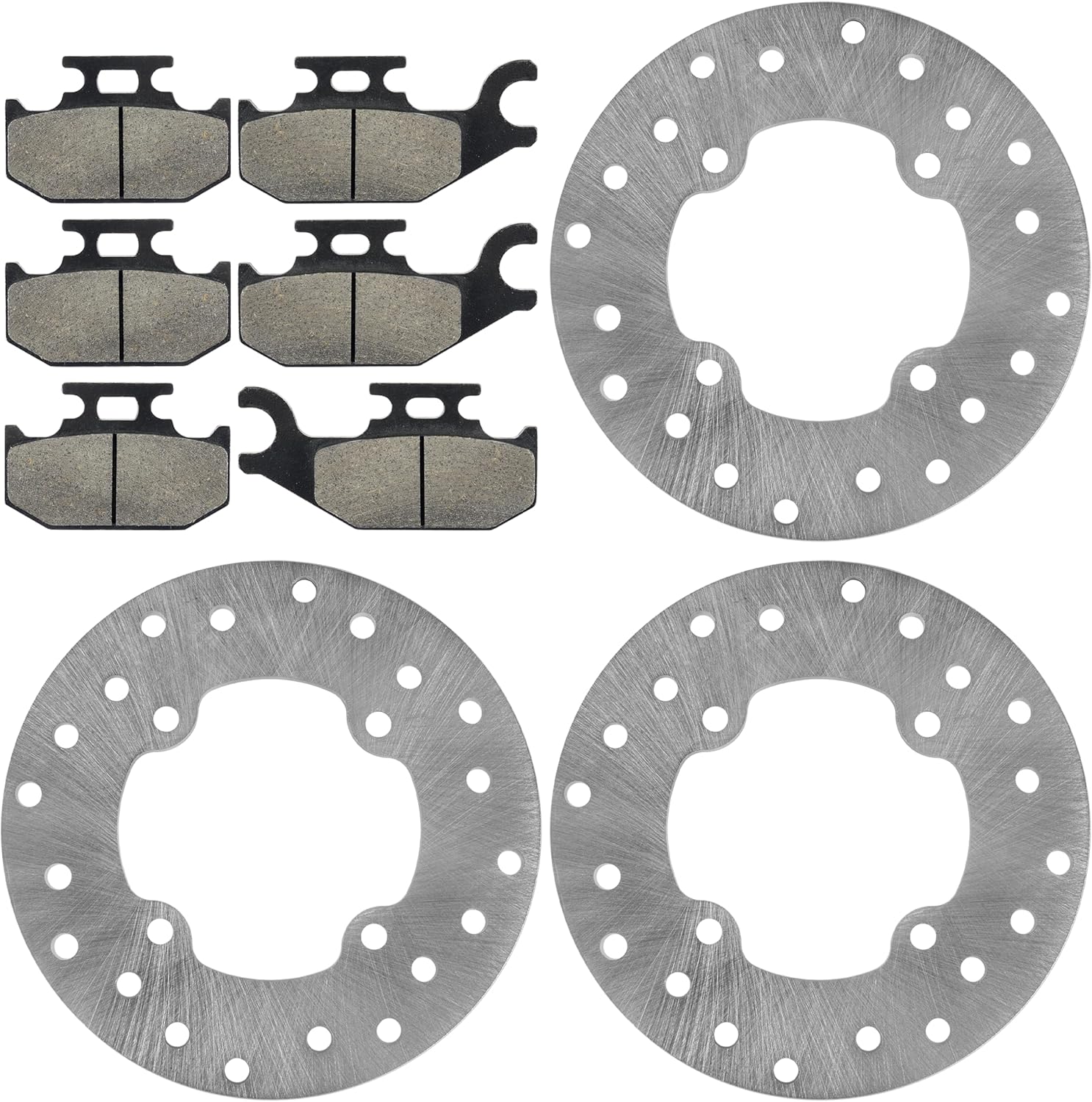 Caltric 3 Front and Rear Brake Disc Rotor with Pad Compatible with Can-am Outlander 400 2x4 2004-2005