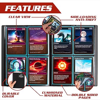 The Original Monster Trading Card Album- 20 Side Loading 4-Pocket Per Page TCG Binder -Holds 160 Sleeved Trading Cards - Holofoil Red - Compatible with Yugioh, Pokemon, MTG Magic the Gathering Cards