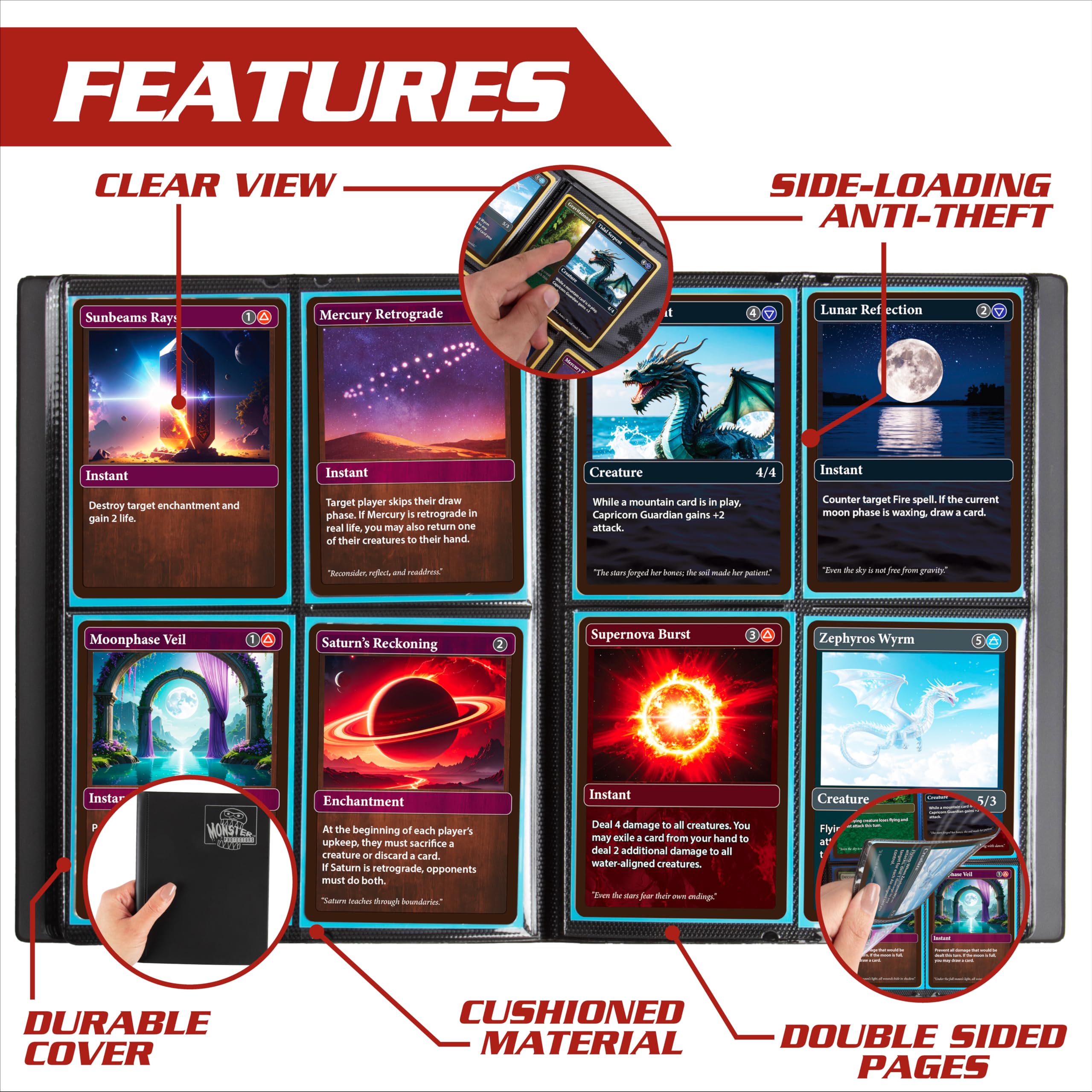 Amazon.com: Monster 4 Pocket Trading Card Album -Matte Teal Binder