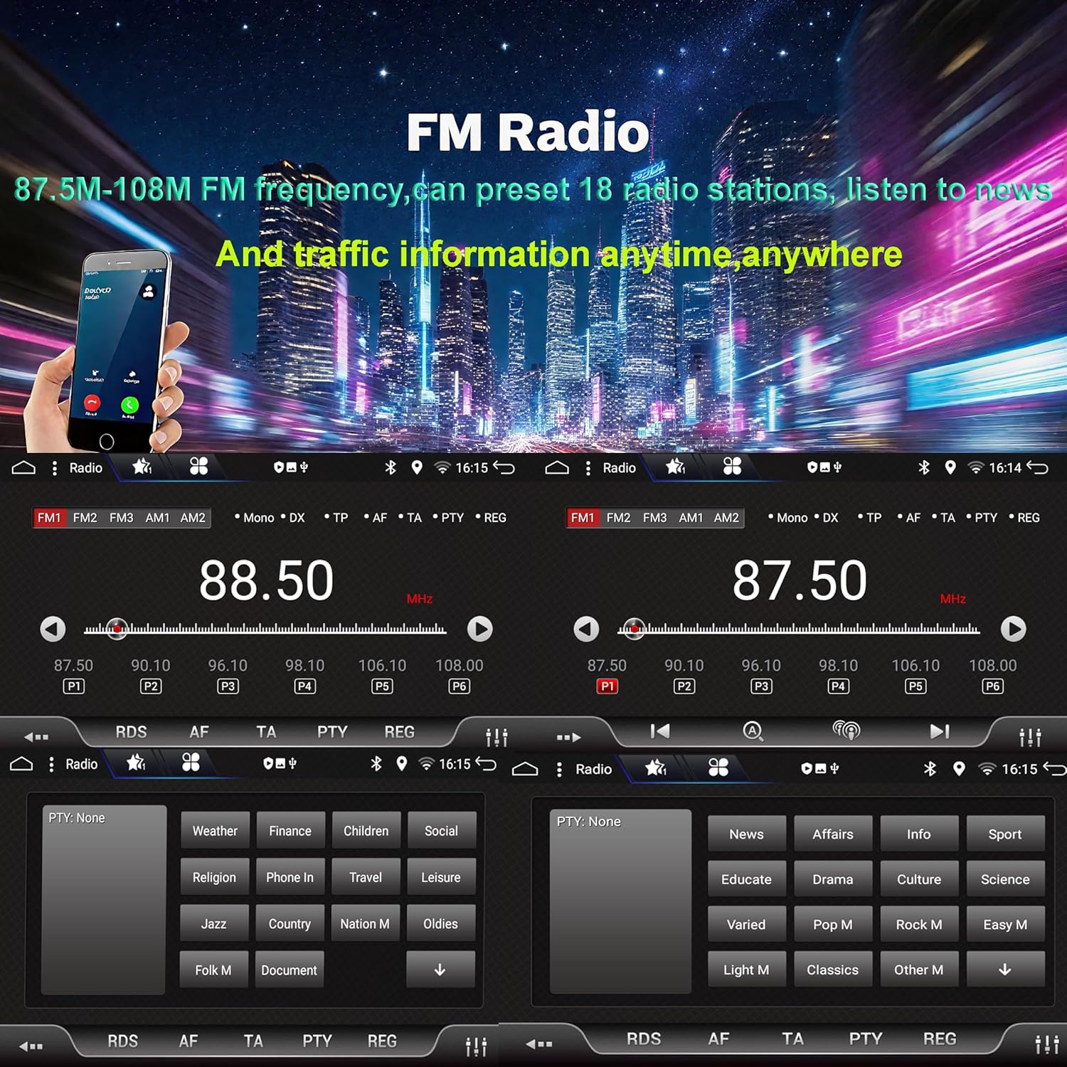 FM Radio interface with station presets