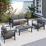 Solaste Aluminum Patio Furniture Set for All Weather, Oversized Metal Outdoor Furniture Set with 27.5
