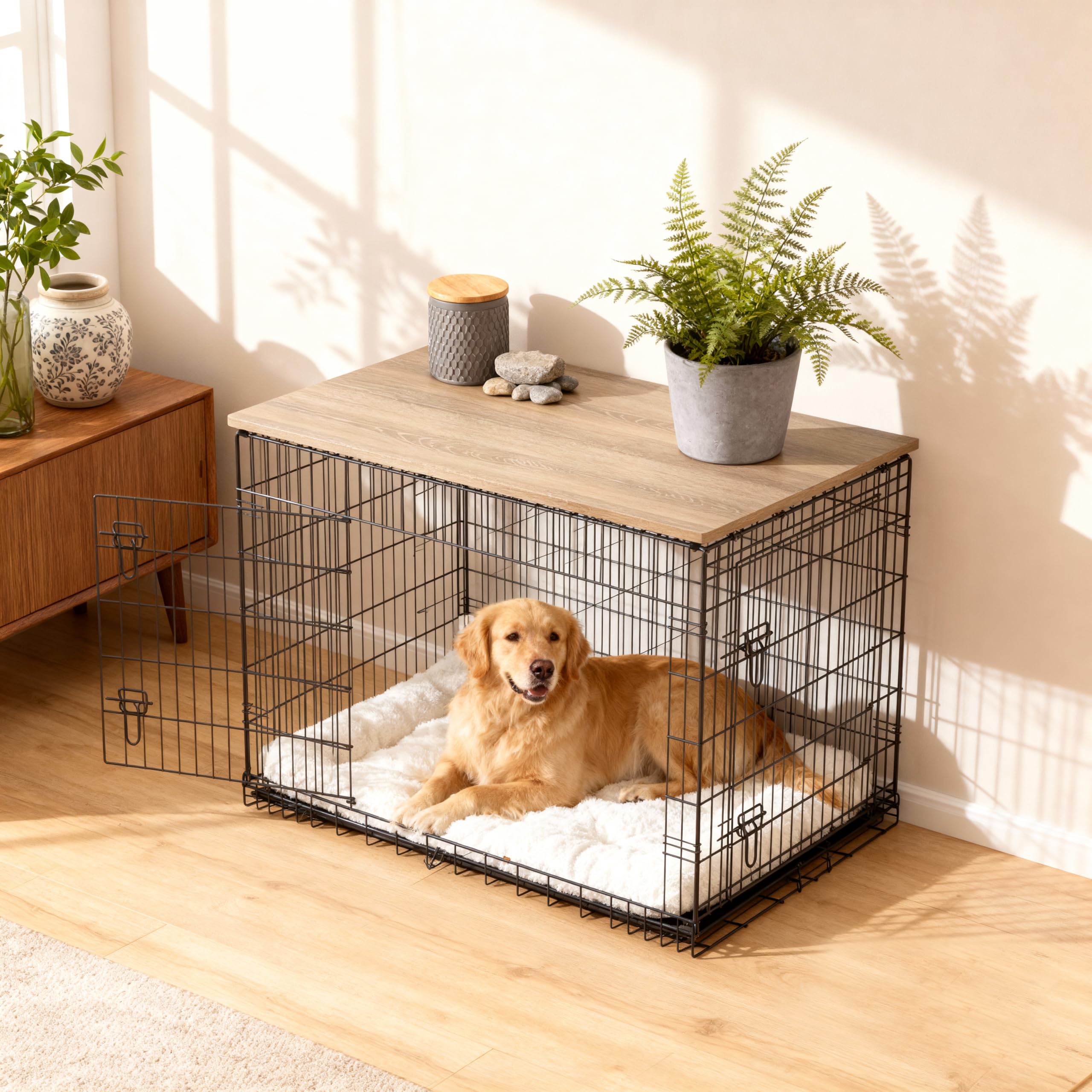 Picture of Snapklik.com : Piskyet Dog Crate Topper Wood Countertop For 48 42 36 30 ...
