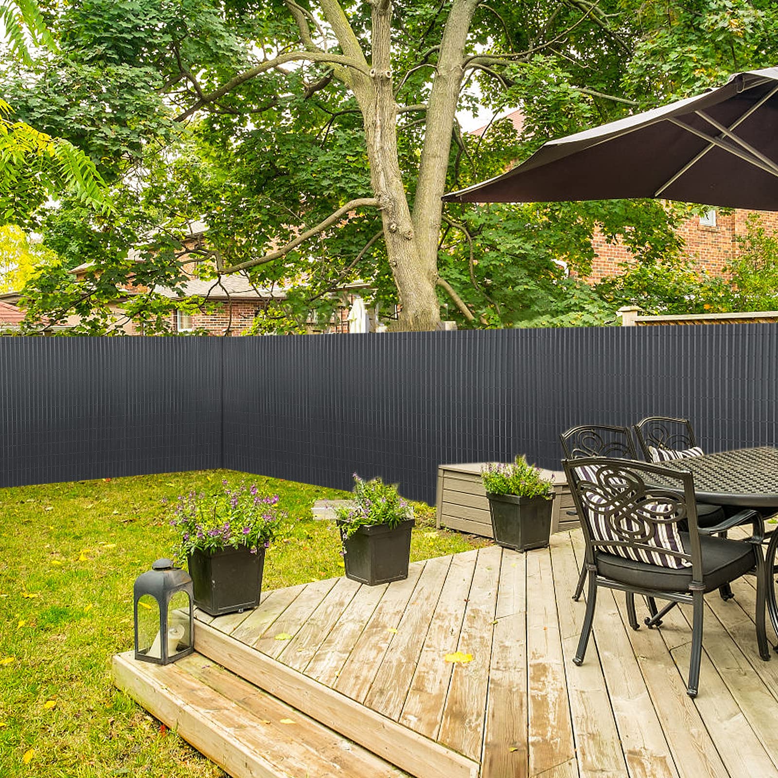 VA-Cerulean Pvc-inkijkbeschermingsmat, inkijkbescherming, 180 x 500 cm, groen, voor buiten met versterkte lamellen, hekdoek, windbescherming, uv- bestendig, voor tuin, balkon, Fences, terras, accessoires