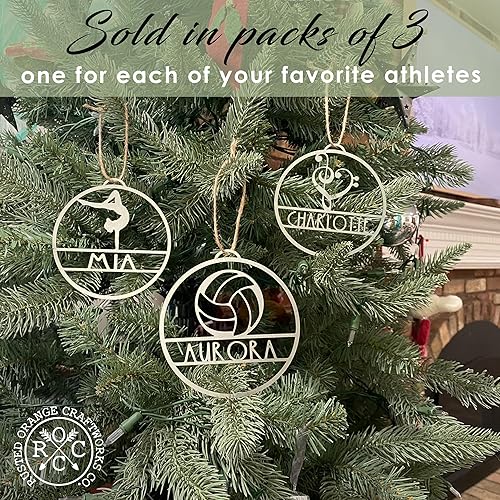 Miniatura 3 de ROCC RUSTED ORANGE CRAFTWORKS CO. Adorno deportivo personalizado, paquete de 3, 30 estilos de temas deportivos, letrero de nombre personalizado,