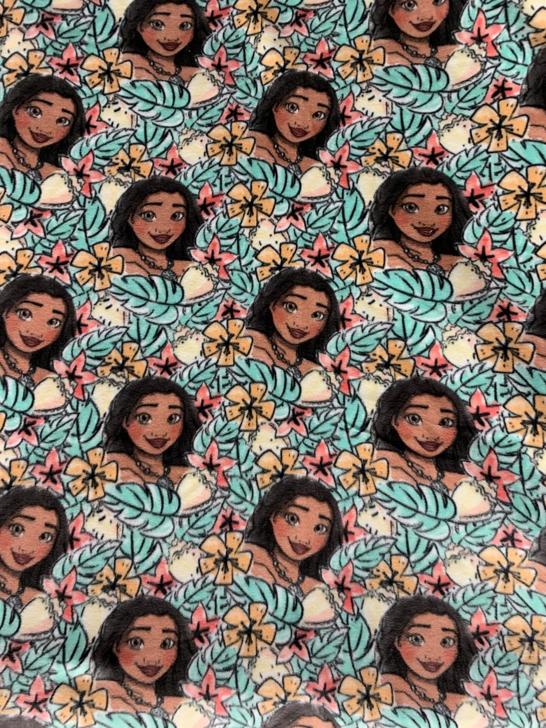 Moana Island Vibes Fleece Fabric-Fleece Disney Princesses Moana/Sold by The Yard / 58" Wide/Perfect for Blanket, Bed Spread