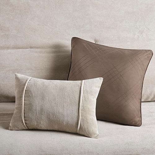 Miniatura 8 de Madison Park Andes - Juego de edredón de pana acogedor, textura de tubos, detalle de botón rústico, estilo de vida de cabaña, alternativa al plumón,