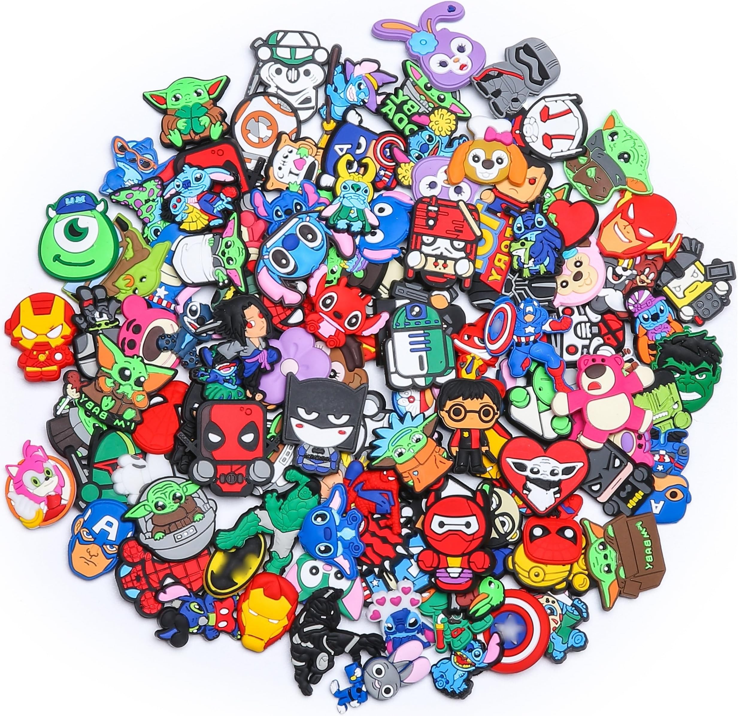 VYYV 110-Pieces Shoe Charms Pack For Clog, No-Repeat Different Shoes Decoration Accessories Birthday Party Favor Gifts 482