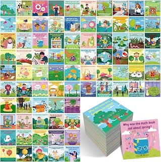 TecUnite 80 Pcs Spring Joke Cards Lunchbox Jokes Riddle for Fun Holiday Lunch Box Joke Cards for Spring Easter Party Game