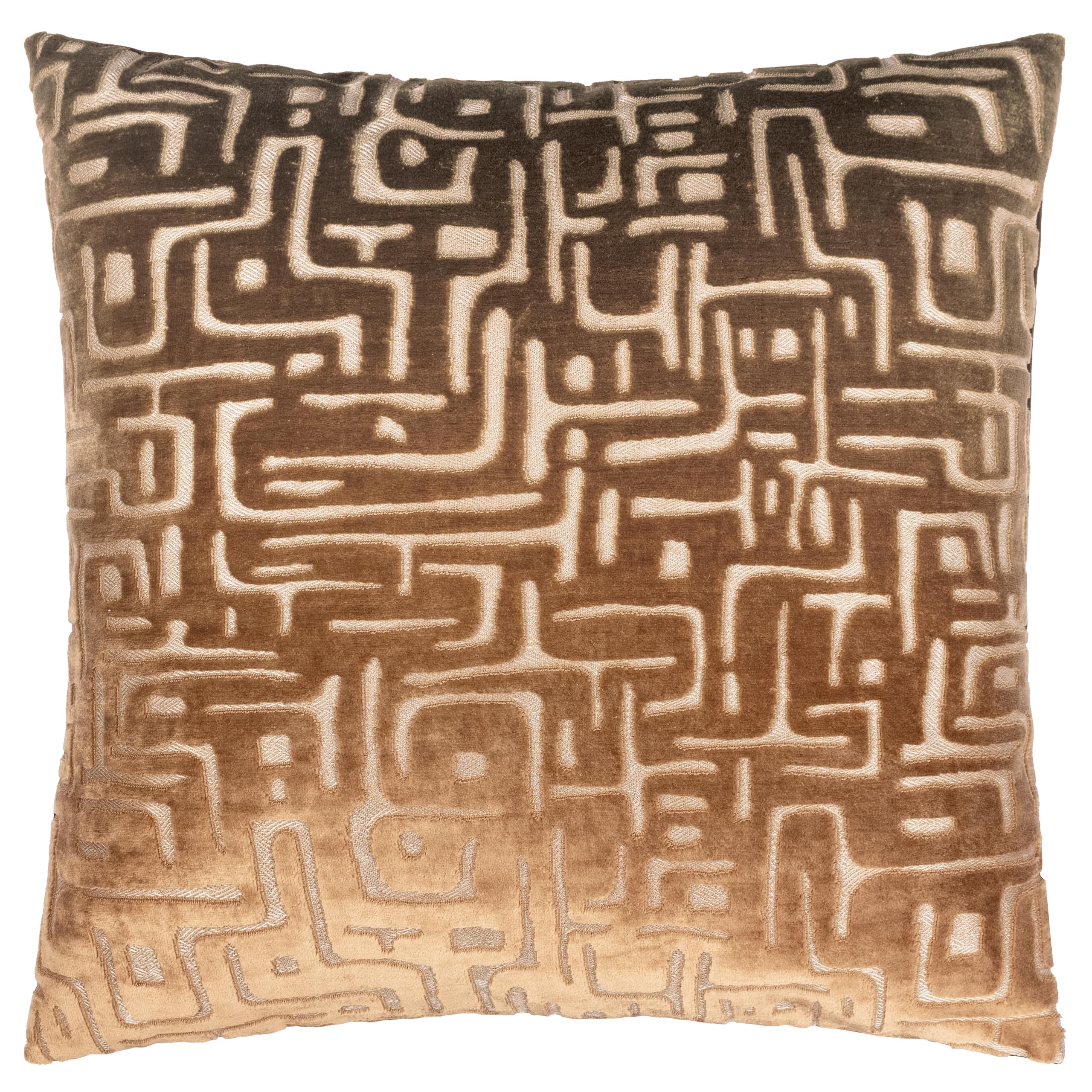 Furn. Brown Hoem Soren Cushion Cover – Cut Velvet Abstract Geometric Textured Decorative Case ( – 45X45cm)