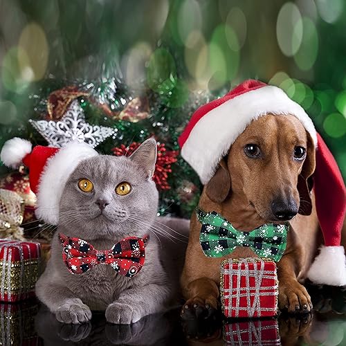 Miniatura 6 de Collar de Navidad para perro con corbatín, paquete de 2 collares navideños de copos de nieve para perros pequeños, medianos y grandes (talla L)