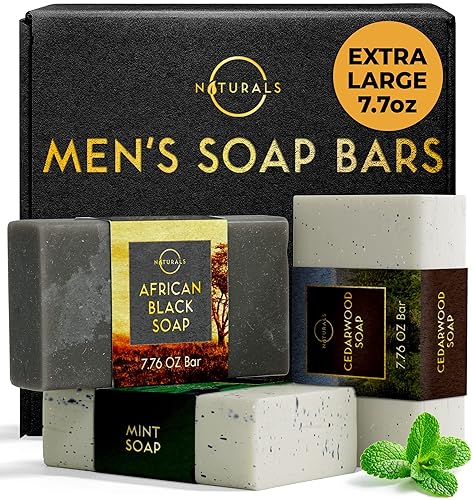 Jabón en barra para hombres, 3 unidades, jabón natural, corporal, jabón natural para hombres, barras de jabón orgánicas exfoliantes para hombres,