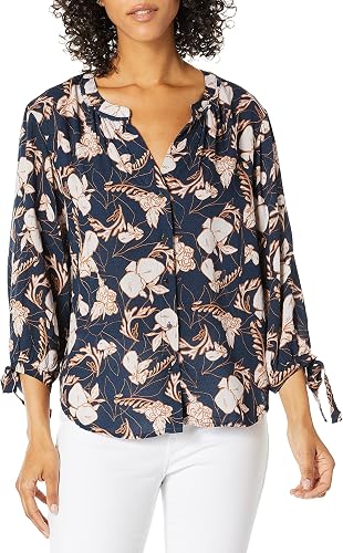 Splendid Chemise boutonnée à Manches Longues pour Femme, Bleu Marine, Taille S