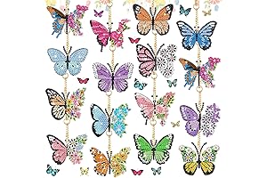 Estune 15 Pcs Butterfly Diamond Painting Keychain Kits for Adults and Kids