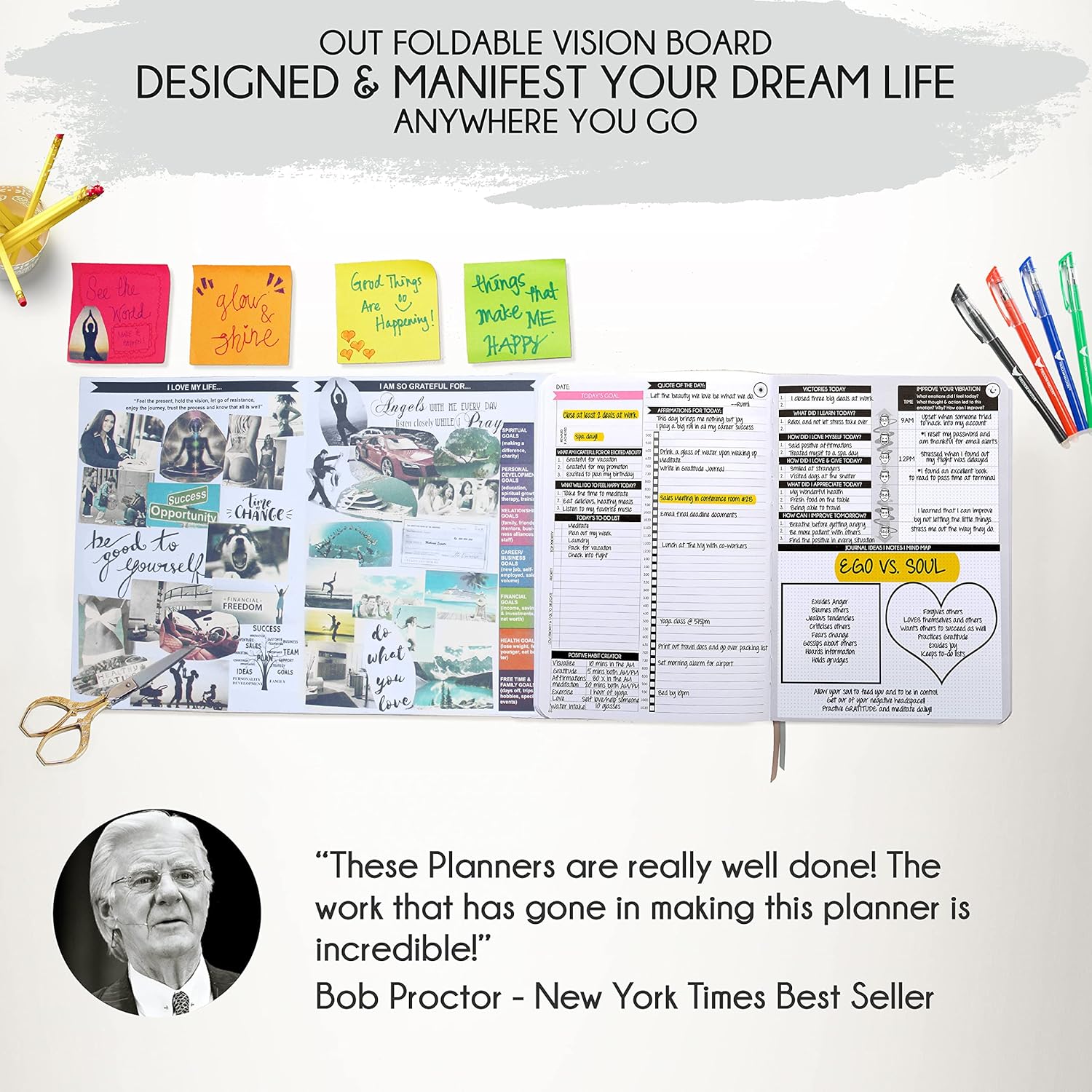 Freedom Mastery - Adhd Daily Planner, Self Care Personal Gratitude Journal to Increase Productivity & Success in Life, Include Foldable Vision Board - White Sun - Image 8