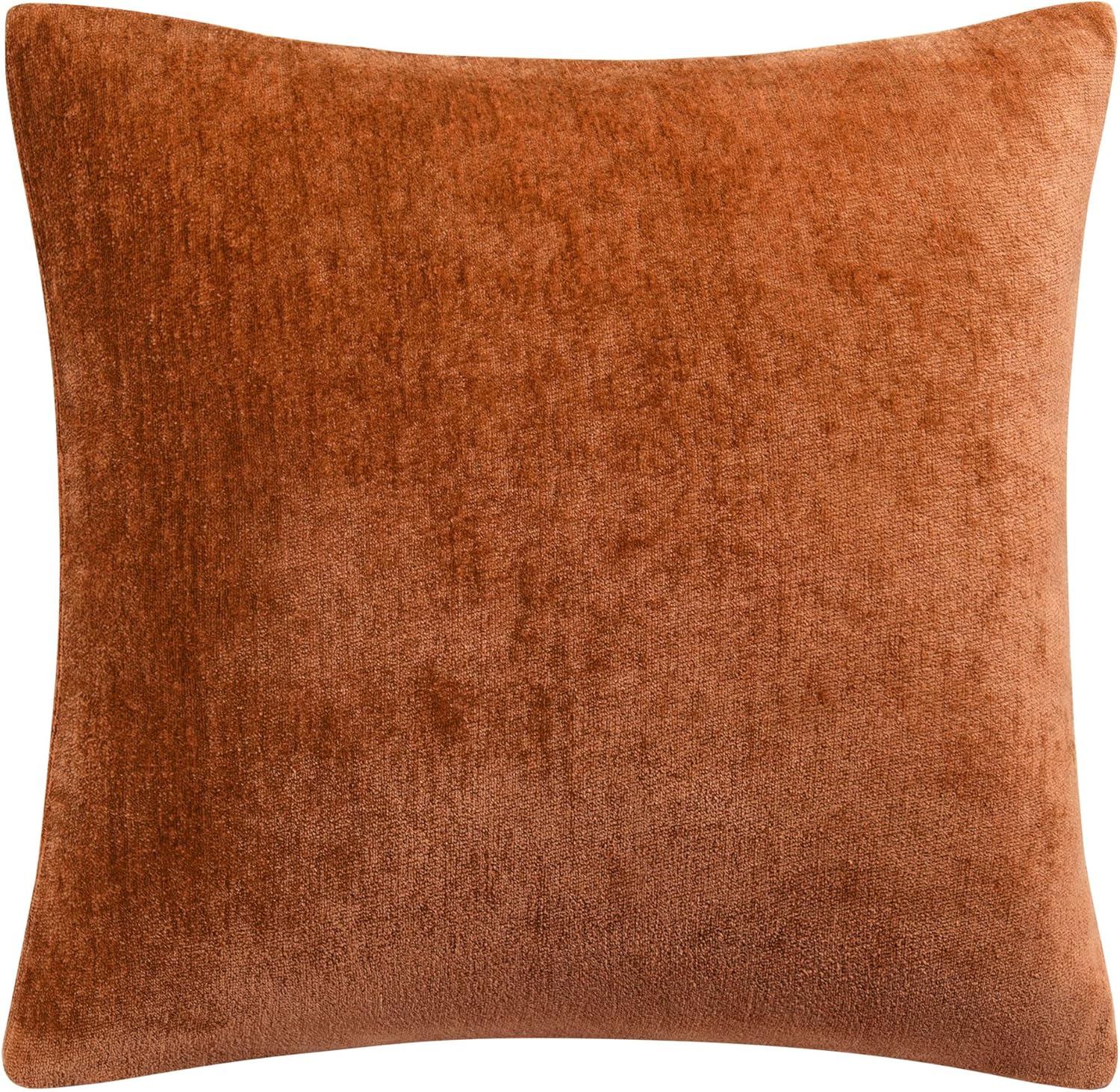 PiccoCasa Chenille Throw Pillow Covers, Soft Decorative Cushion Covers Water Repellent Couch Pillowcase Home Cute Pillowcases for Sofa Car, 16x16 Inch Burnt Orange