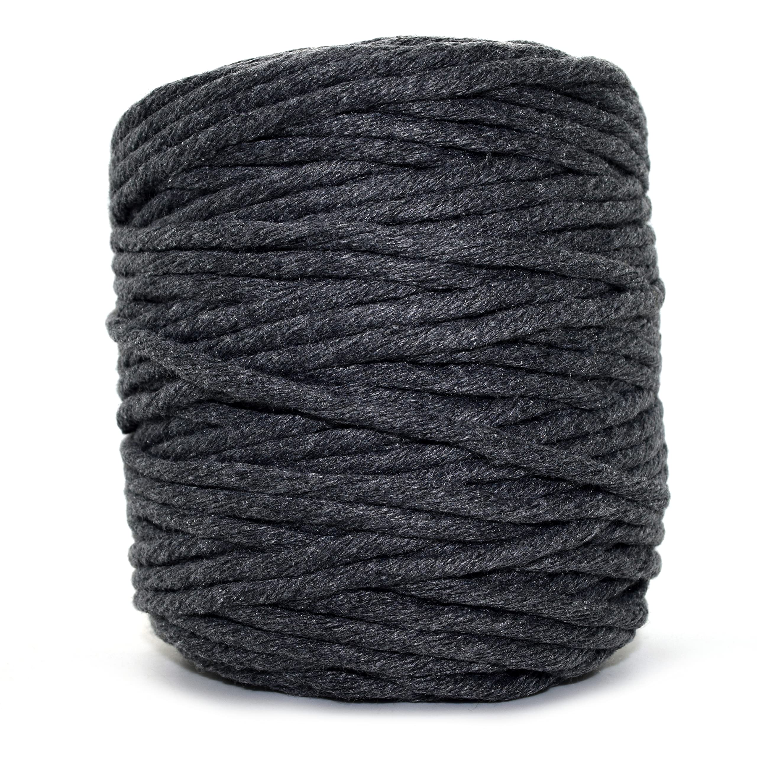 Premium Anthracite Grey Macrame Cord, 300 m / 984 ft of 2 mm Thick Natural Cotton Thread Yarn Macrame Rope for Wall Hangings, Plant Hangers, DIY Crafts, Home Decorations, Gift Wrapping (Reel)