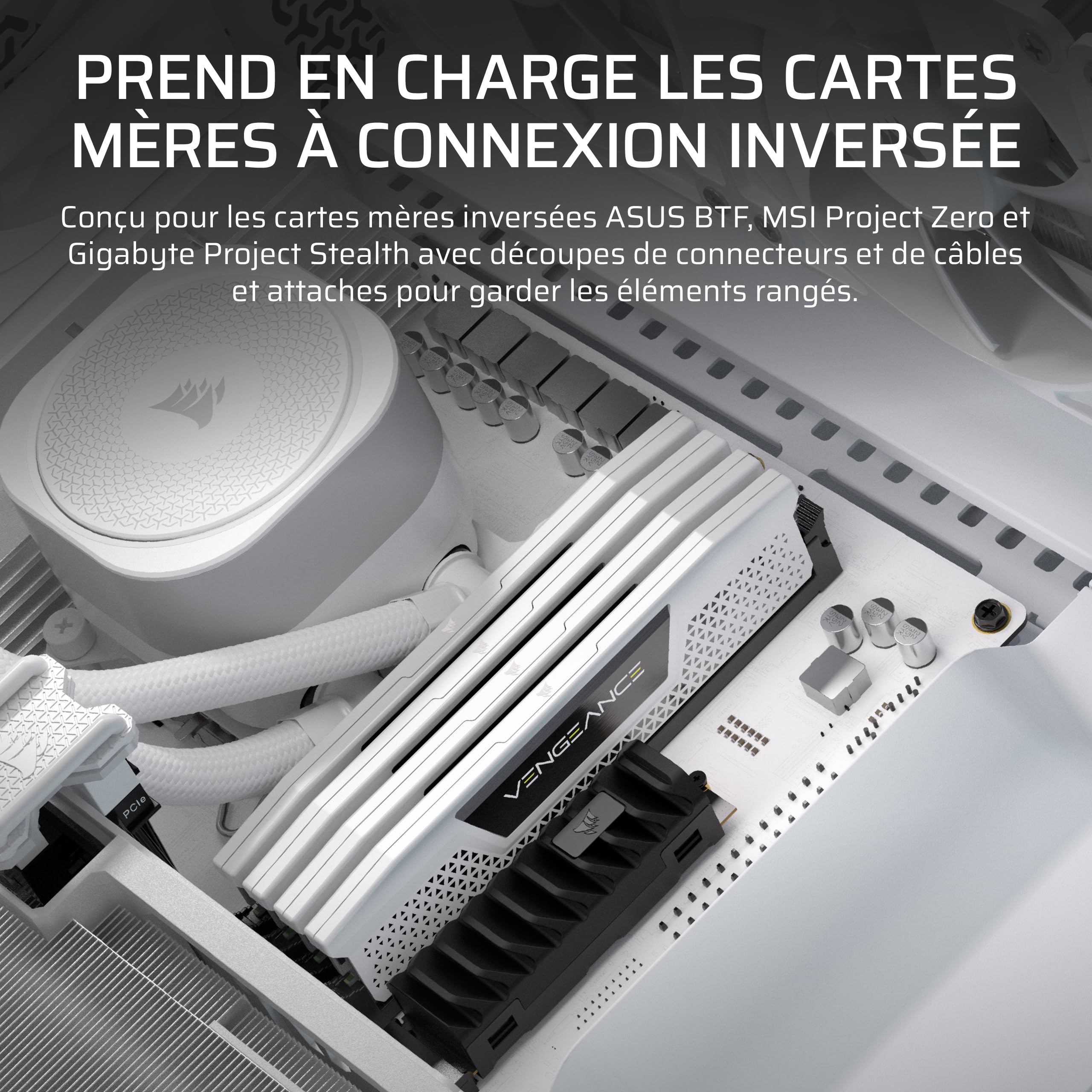 CORSAIR Frame 5000D RS ARGB Boîtier Modulaire Mid-Tower à Haut Débit d'air – 4 x Ventilateurs RS Pré-Installés, Système de Support pour Ventilateur InfiniRail – Blanc