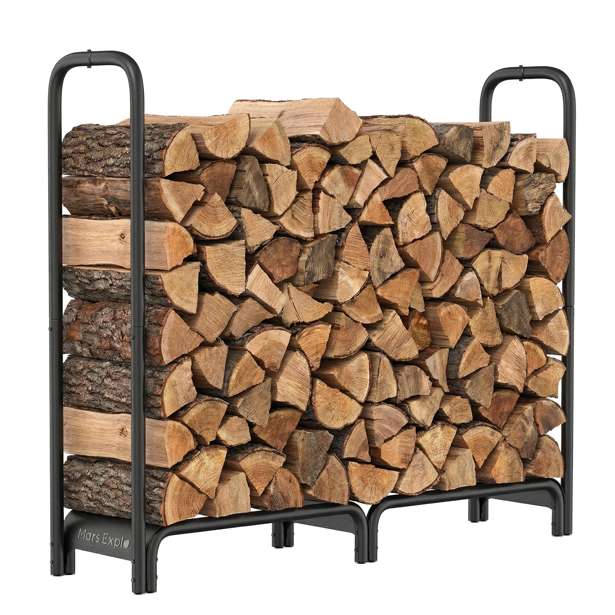 Firewood Rack，4ft Heavy Duty Fire Wood Storage Racks for Indoor Outdoor，Metal Log Holders for Firewood，Fireplace Wood Pile Storage Stacker Organizer, Matte Black-image-44