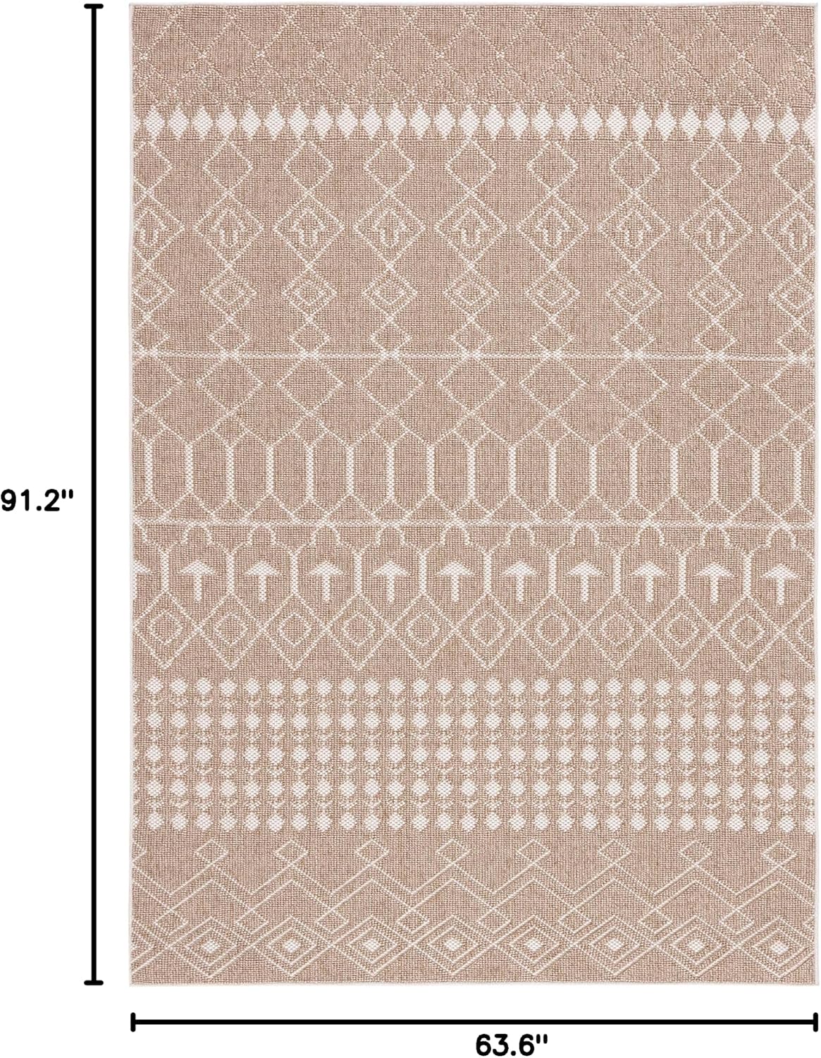 SAFAVIEH Washable Rug Outdoor Global Collection - 5'3" x 7'6", Beige & Ivory, Non-Shedding & Easy to Clean, Ideal for Patio, Backyard, Mudroom (GLB212C)