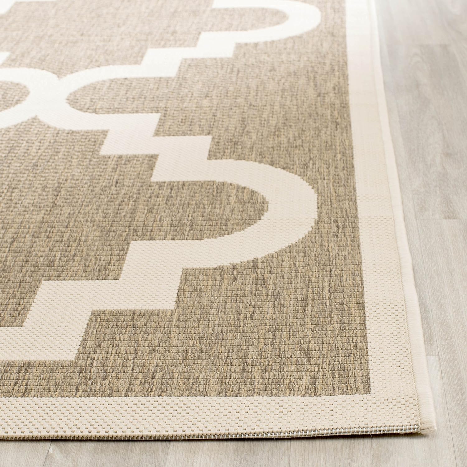 SAFAVIEH Washable Rug Outdoor Courtyard Collection - 5'3" x 7'7", Brown & Beige, Non-Shedding & Easy Cleaning, Ideal for Patio, Backyard, Mudroom (CY6017-242)