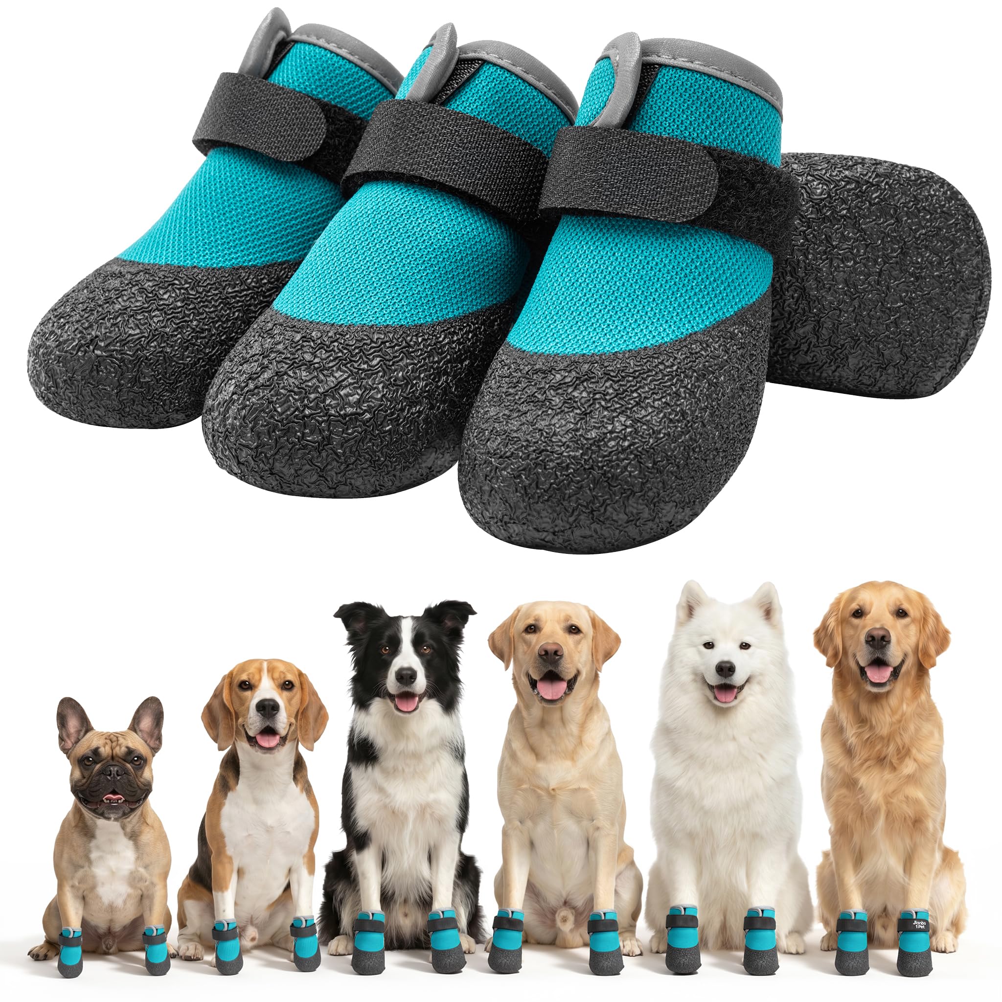 Atmungsaktive Hundeschuhe für den Sommer – Hitzeschutz-Hundeschuhe für heißen Asphalt, leichte Mesh-Stiefel mit rutschfester Sohle für glatte Straßen- und Hartholzböden, große Hunde