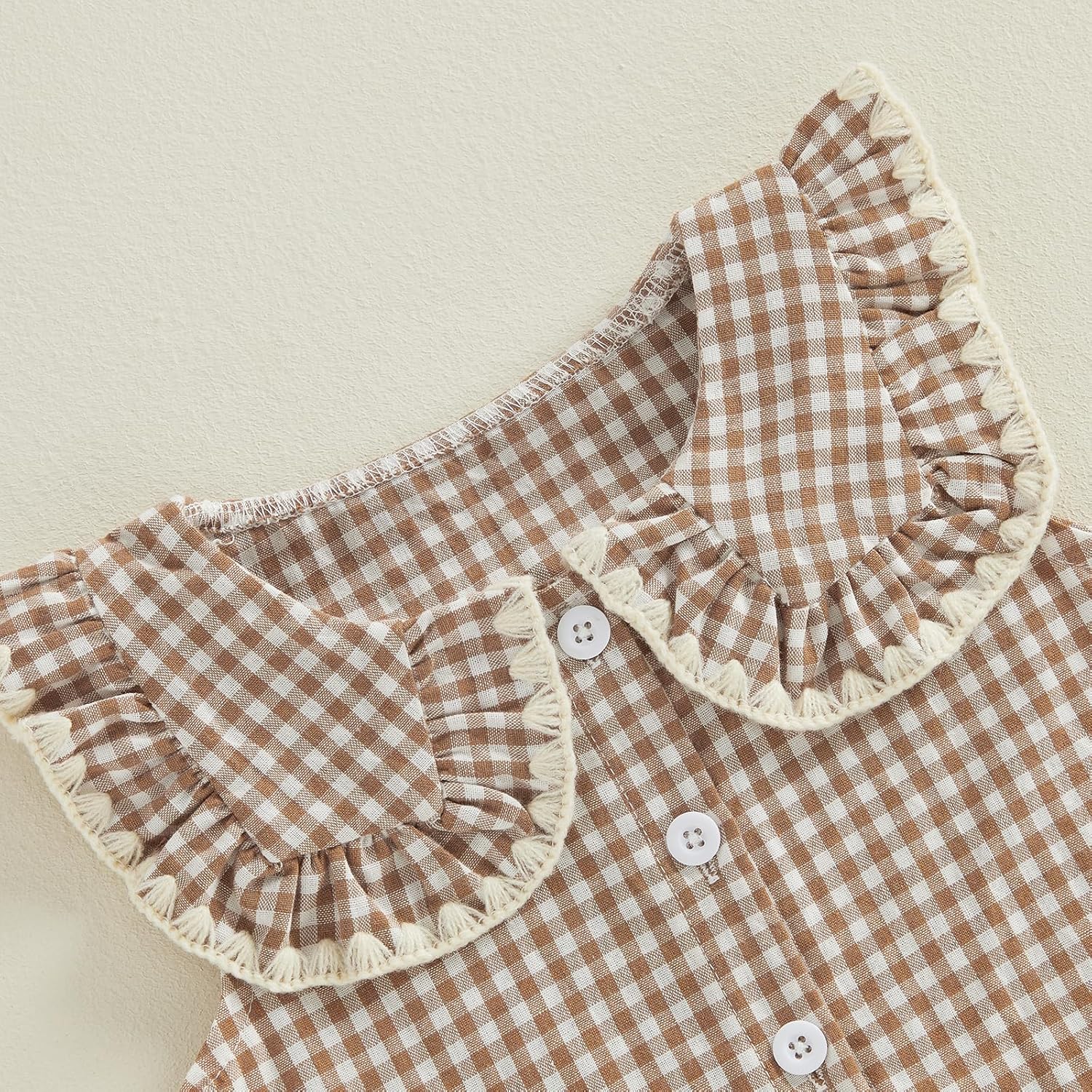 Thorn Tree Girls Summer Outfits Ruffle Sleeve Button Up Dress Tops Plaid Linen Pants Spring Toddler Girl Clothes - Image 5