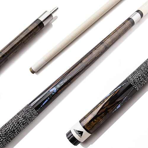 Mizerak Taco de billar de arce prémium de 58 pulgadas con junta de acero inoxidable y punta de cuero de 8 capas, 2 piezas