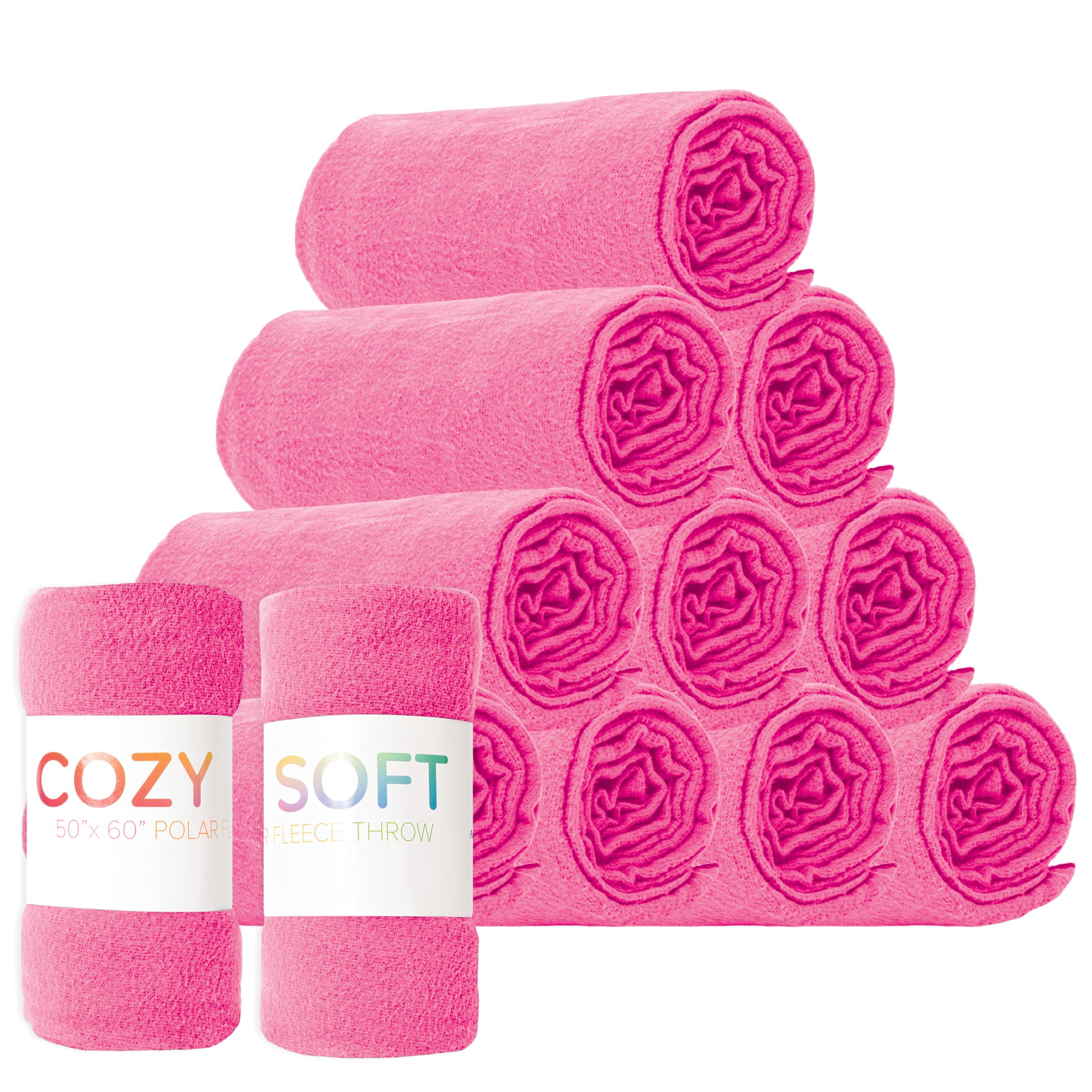 Amazon.com: Arkwright Polar Fleece Throw Blankets Bulk - (Pack of 12) Ultra  Soft Cozy Blanket for Car, Camping, Couch, Office, Outdoor, Home, and Bed,  50 x 60 in, Pink : Home u0026 Kitchen