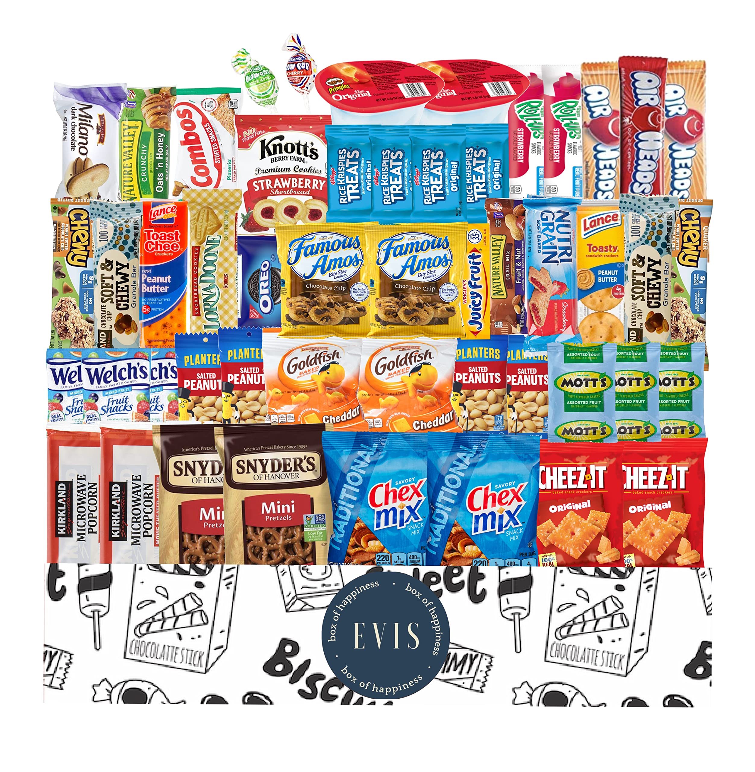 EVIS Easter Snacks Box Mix Variety Pack for Adults Kids Natural Bars, Nuts, Cookies, Chips, Mixed Fruit, Pretzels, Get Well Care Package College Students Individually Wrapped Snacks