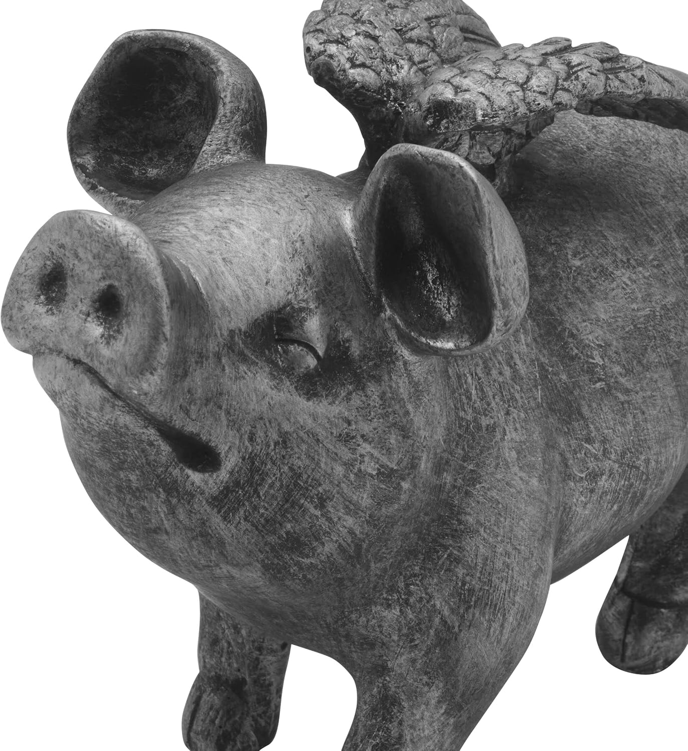 Elements 7.28x3.35x5.51 Inch Resin Silver Winged Pig Tabletop Decor - Image 6