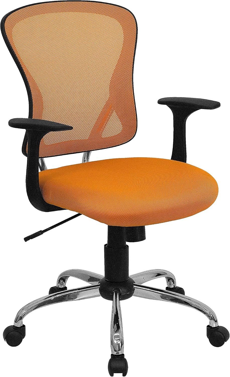 Flash Furniture Alfred Mid-Back Orange Mesh Swivel Task Office Chair with Chrome Base and Arms