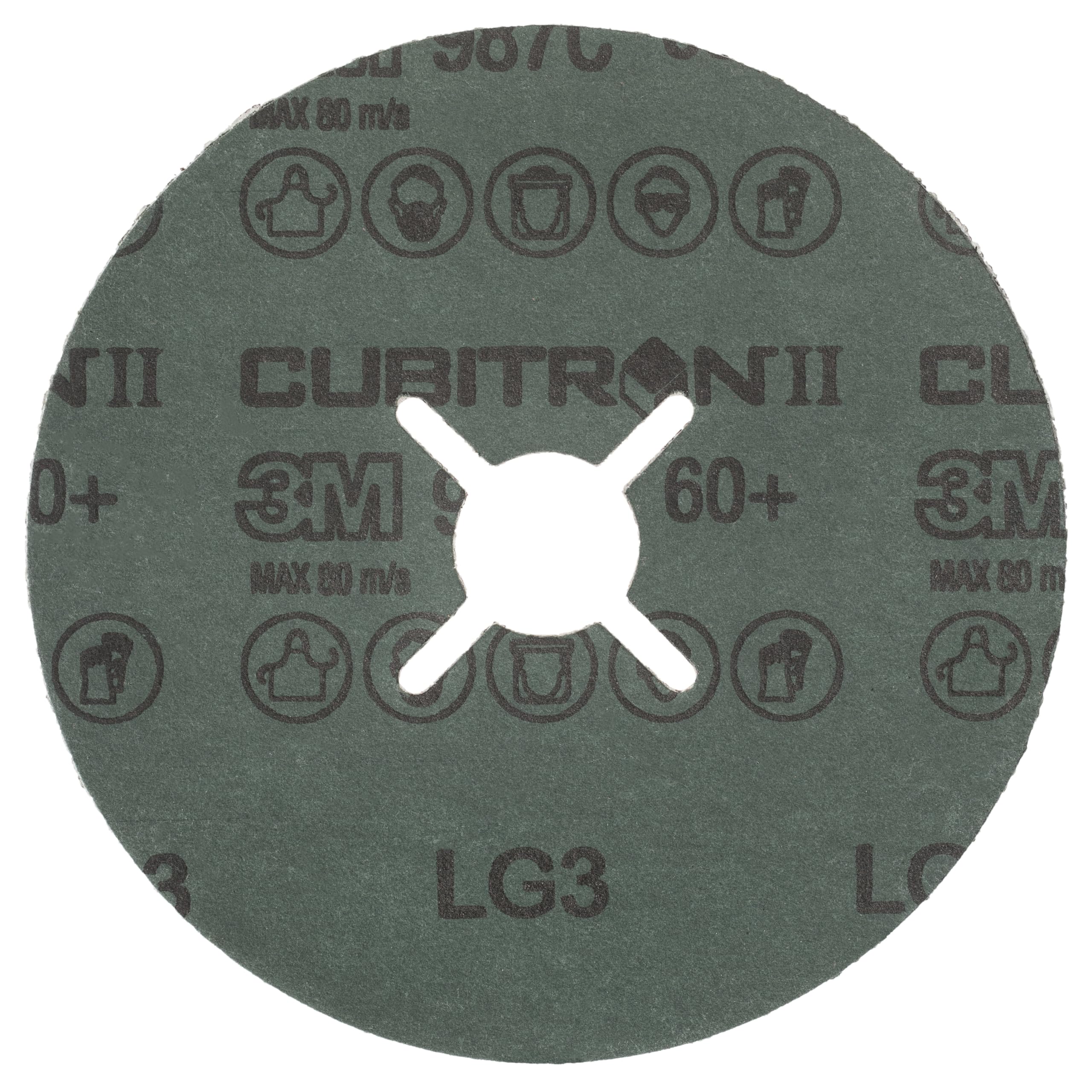 3M Cubitron II Disco de Fibra 987C, 125 mm x 22 mm, 60+ Ranurado, 4 x 25 Discos/Caja