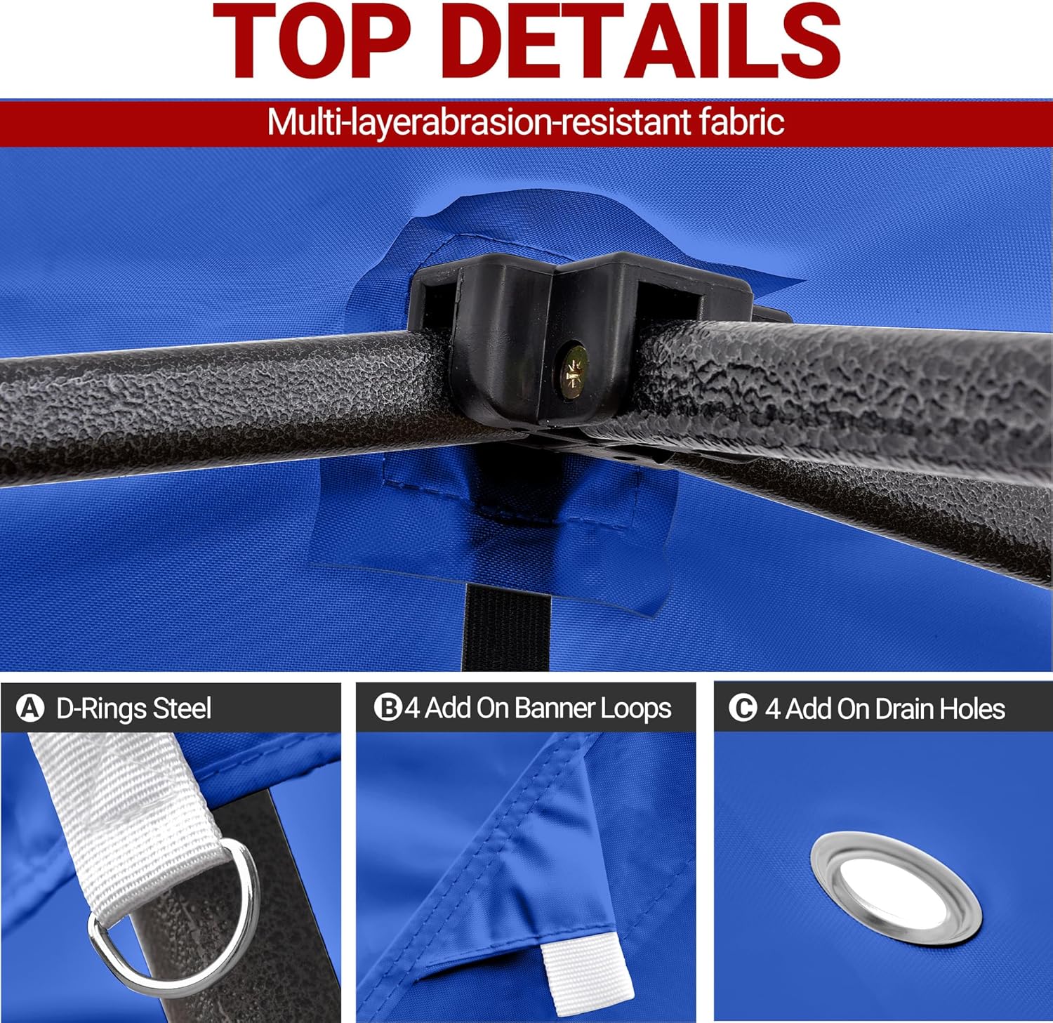 10x10 Canopy Replacement Top,Pop Up Canopy with 8 Drainage Holes,Canopy Tent Top Cover for Outdoor,Garden,Patio,Pavilion,Sun Shade.(TOP Only) (Blue)