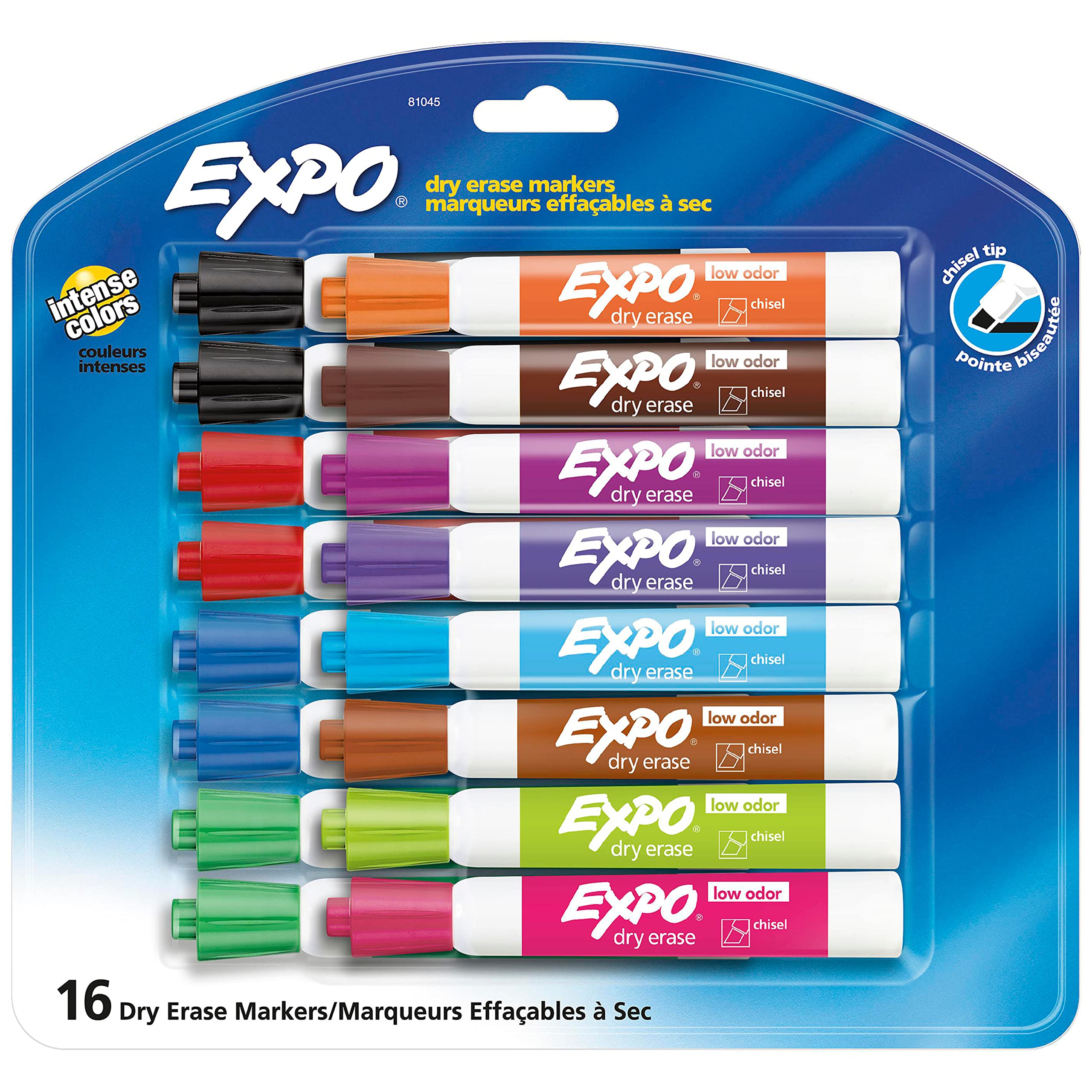 Kit Organizer Con Pennarelli Cancellabili A Secco Expo – 6 Colori, Punta A Scalpello, Gomma Inclusa, Montaggio Su Lavagna