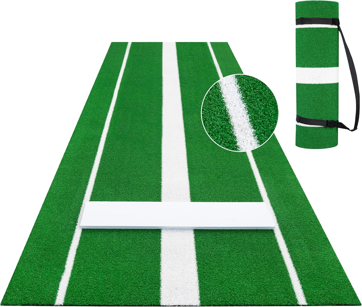 THWTGH Softball Pitching Mat 10' x 3', Portable Softball