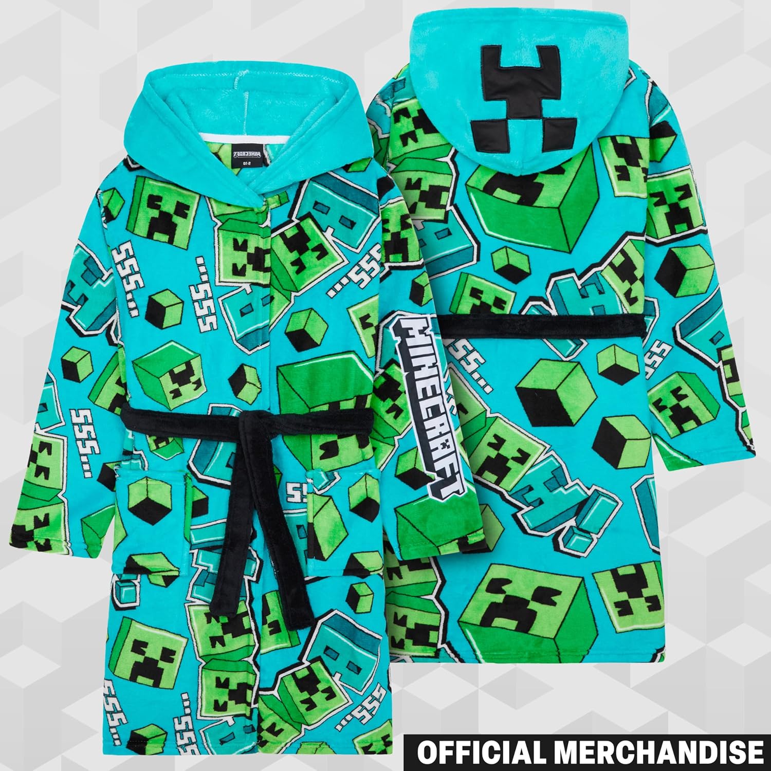 Get Trend Minecraft Robe for Boys Teens, Hooded Dressing Gown, Creeper Loungewear Cozy Robes, Gamer Gifts for Boys