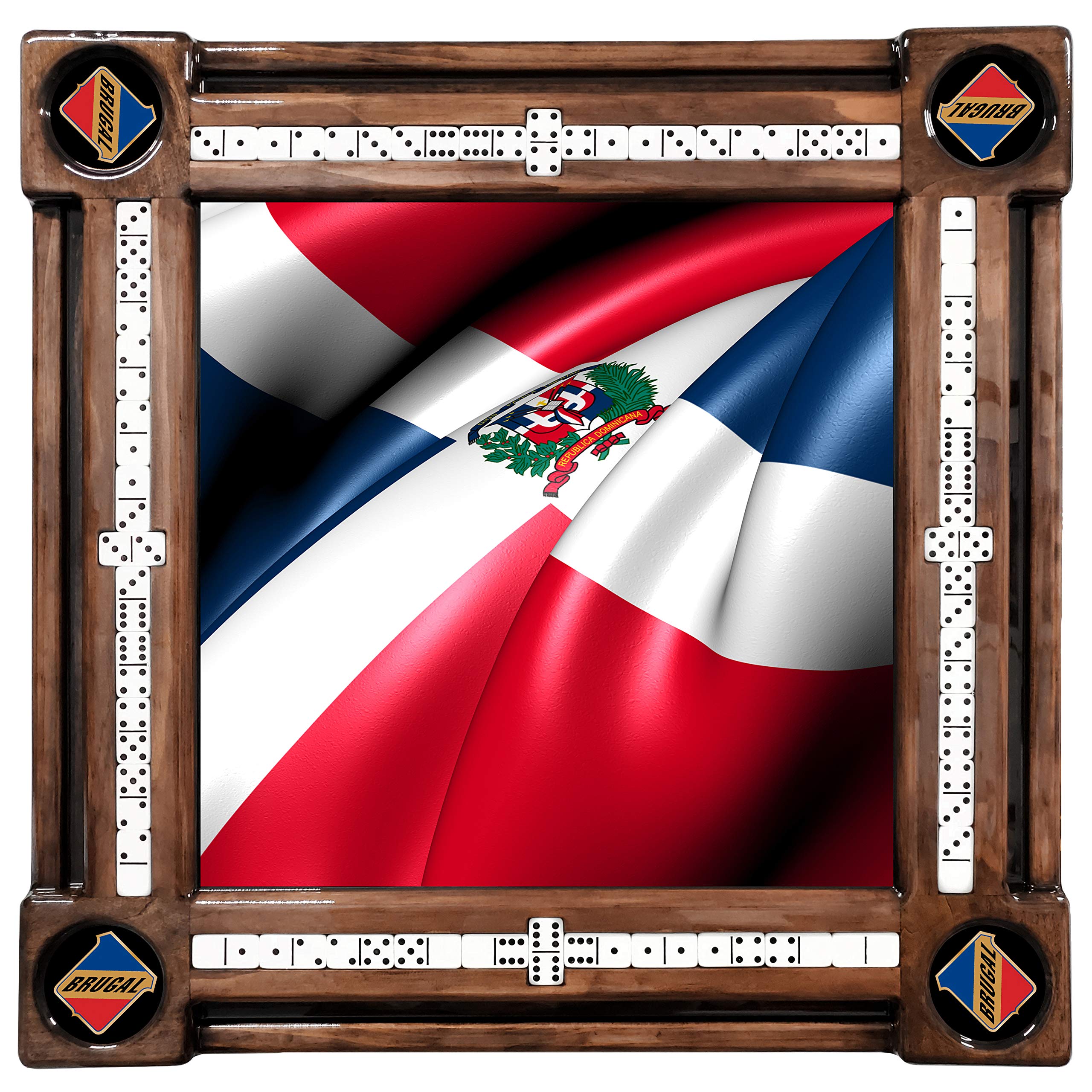 3D Dominican Flag Domino Table with Brugal Cup Holdersby Domino Tables by Art