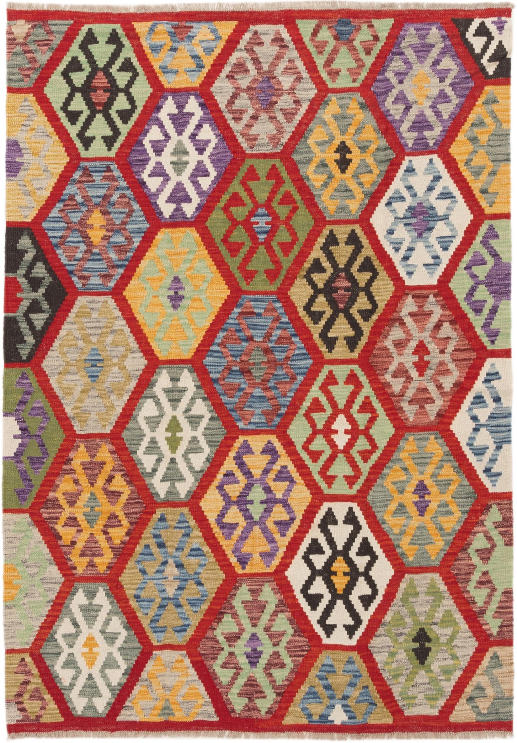 Tapis d'Orient Kilim Afghan authentique en laine tissé main 132x185