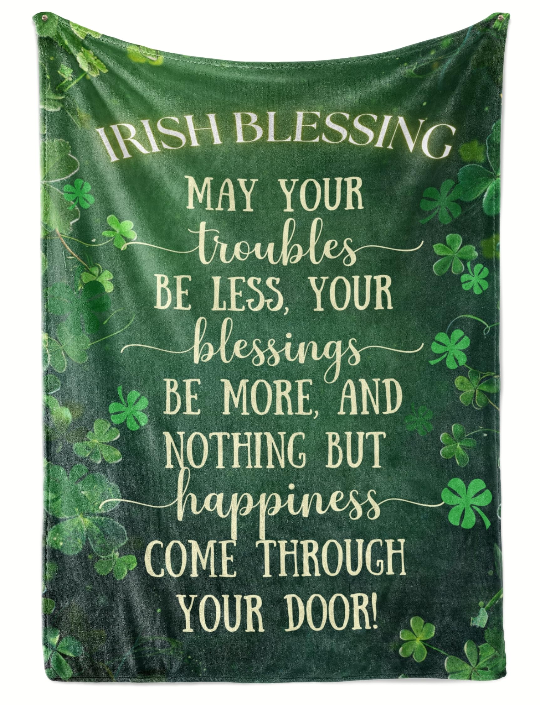HiHELLOH Irish Gifts for Women Men, Ireland Shamrock Blessing Gift Flannel Blanket Throws (50"x 65") for St. Patrick's Day, Christmas - Irish Blessing