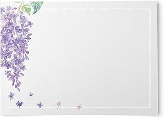 Dashleigh Floral Lilac Note Cards - Thick 14pt Cardstock A6 4x6 Set of 48, Romantic Watercolor Design