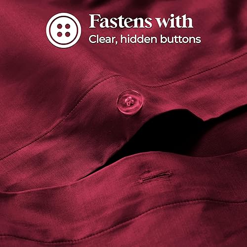 Miniatura 4 de Juego de cobertor de algodón egipcio, 1200 hilos, color sólido, Burgundy, Full Queen