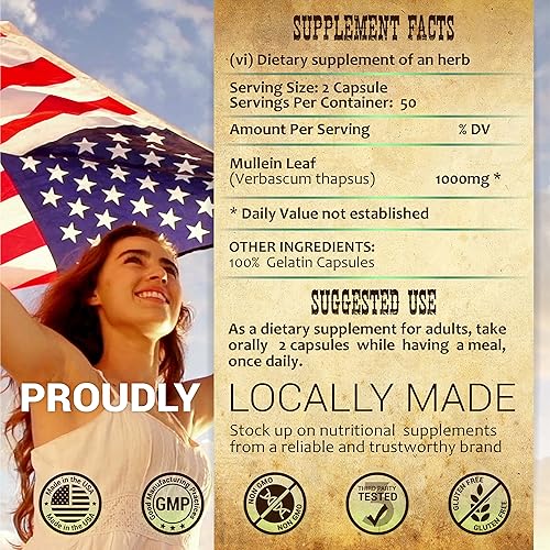 Miniatura 6 de HERBALICIOUS Extracto de hoja de gordolobo - Suplemento de Verbascum Thapsus - Promueve hierbas pulmonar, respiratorio y digestivo - Apoyo natural