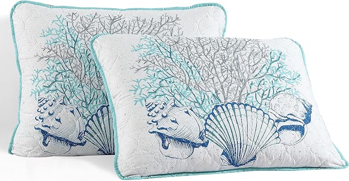 Caribbean Joe Full/Queen Coastal 3-Piece Quilt Set, Beach Delight Aqua