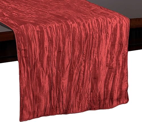 Ultimate Textile Delano - Camino de mesa de tafetán arrugado, 14 x 108 pulgadas, color rojo Ultimate Textile Delano - Camino de mesa de tafetán arrugado, 14 x 108 pulgadas, color rojo